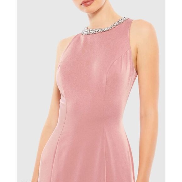 Ieena for Mac Duggal Pink Embellished Neck Trumpet Gown - Size 8 - NWT - Picture 1 of 7